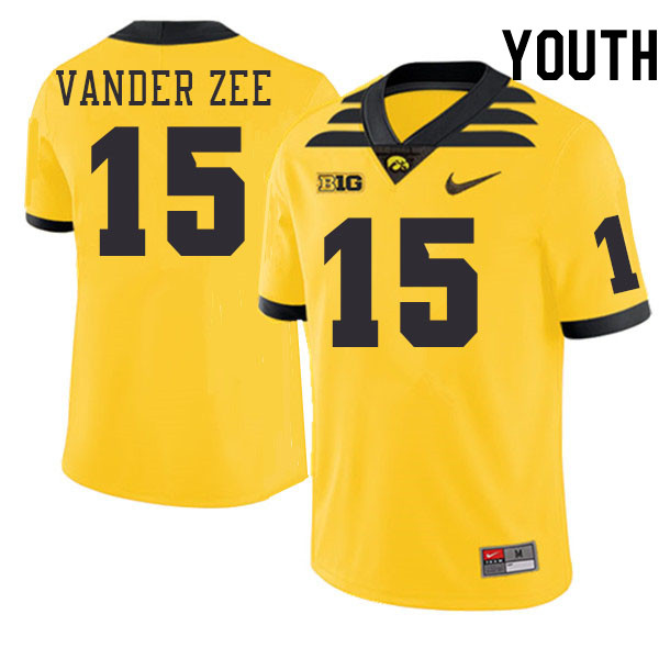 Youth #15 Reece Vander Zee Iowa Hawkeyes College Football Jerseys Stitched-Gold